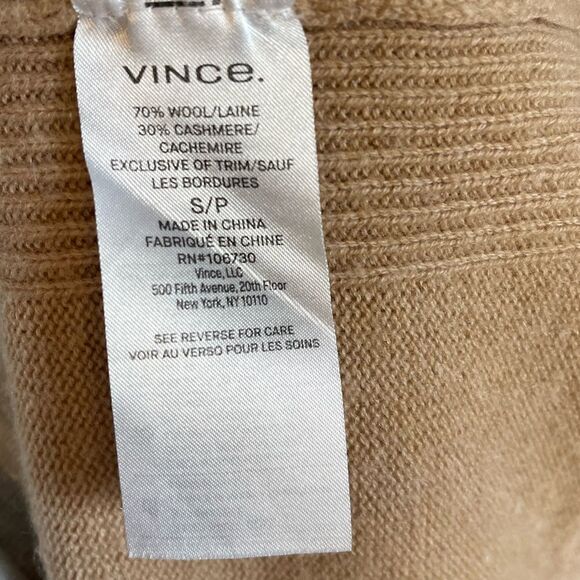 Vince Wool Cashmere Camel Tan Long Sleeve Tie Sweater Dress | SZ S - Picture 6 of 14